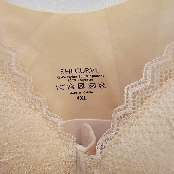 Shecurve Women's Wireless Shaping Cream Lace Front Bra Pluz Size 4X - Picture 4 of 5